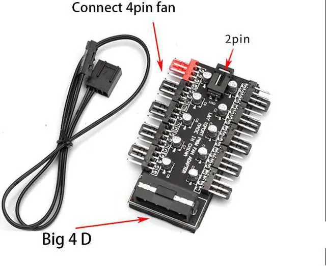 Alt view image 3 of 6 - 10 Ports PWM 4Pin CPU Cooler Case Chassis Cooling Fan Hub PWM Fan Hub Controller
