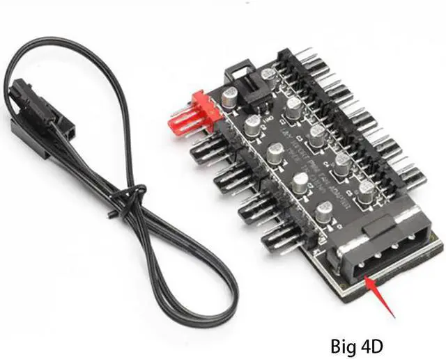 Alt view image 4 of 6 - 10 Ports PWM 4Pin CPU Cooler Case Chassis Cooling Fan Hub PWM Fan Hub Controller