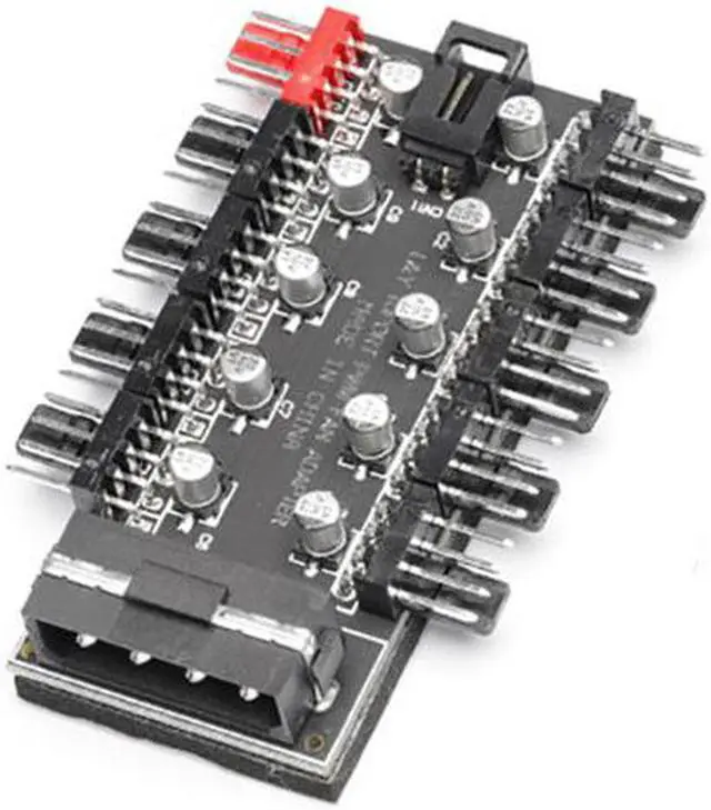 Alt view image 6 of 6 - 10 Ports PWM 4Pin CPU Cooler Case Chassis Cooling Fan Hub PWM Fan Hub Controller