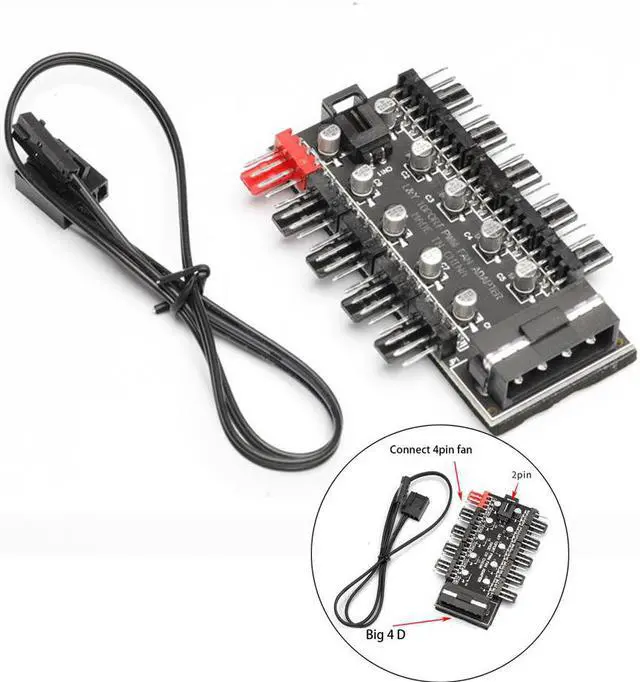 Main image of 10 Ports PWM 4Pin CPU Cooler Case Chassis Cooling Fan Hub PWM Fan Hub Controller