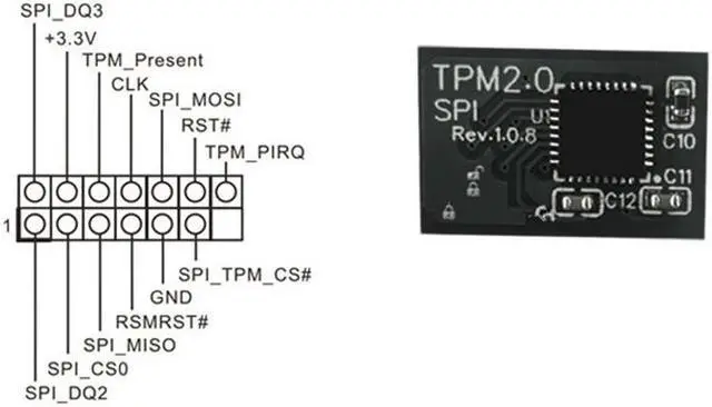 Alt view image 2 of 5 - TPM 2.0 Module Security Module Board For ASROCK 14 PIN SPI Motherboard for Windows 11 Use