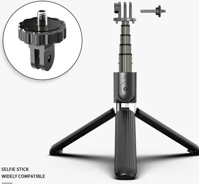 Alt view image 4 of 6 - 360° Rotation Bluetooth Selfie Stick Tripod  Black with Wireless Remote