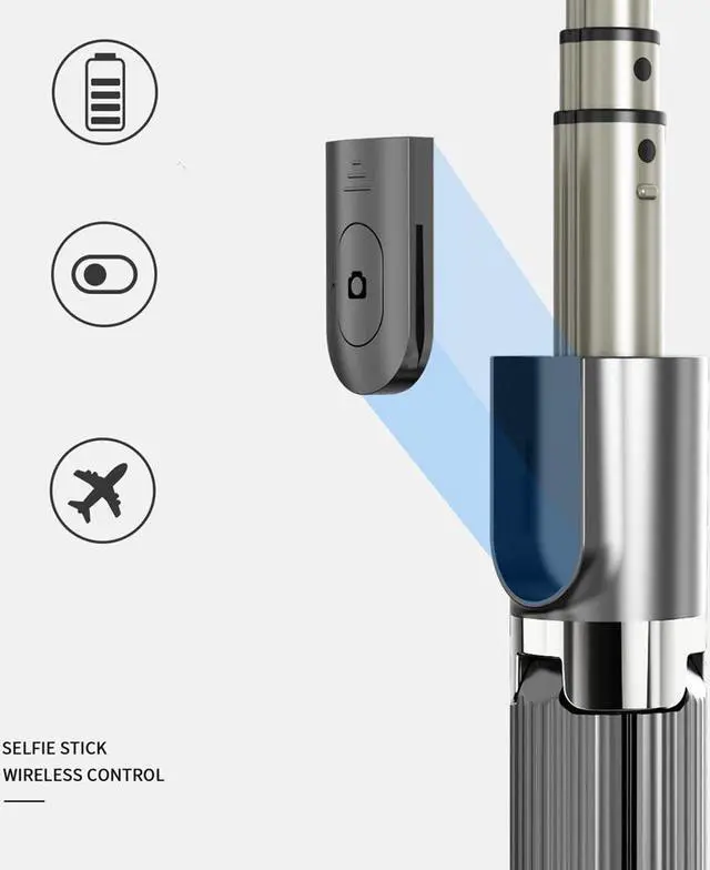 Alt view image 5 of 6 - 360° Rotation Bluetooth Selfie Stick Tripod  Black with Wireless Remote