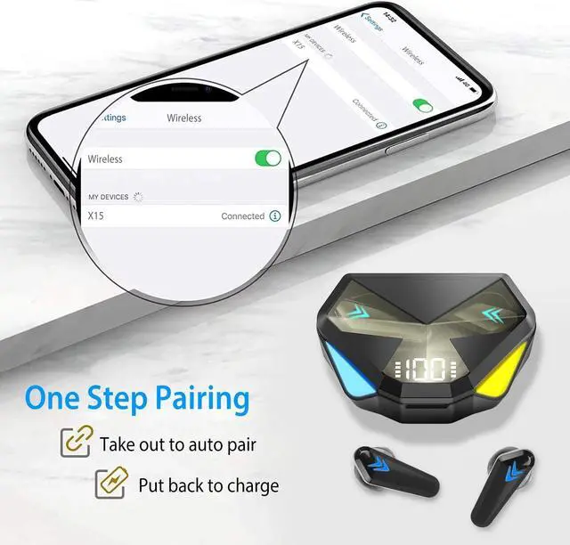 Alt view image 2 of 7 - Glorine Wireless Earbuds TWS 5.0 Earbuds Headphone In Ear Earphone Headset With Charging Case Waterproof Low Latency Game Mode Quick Charging Case For iPhone And Android
