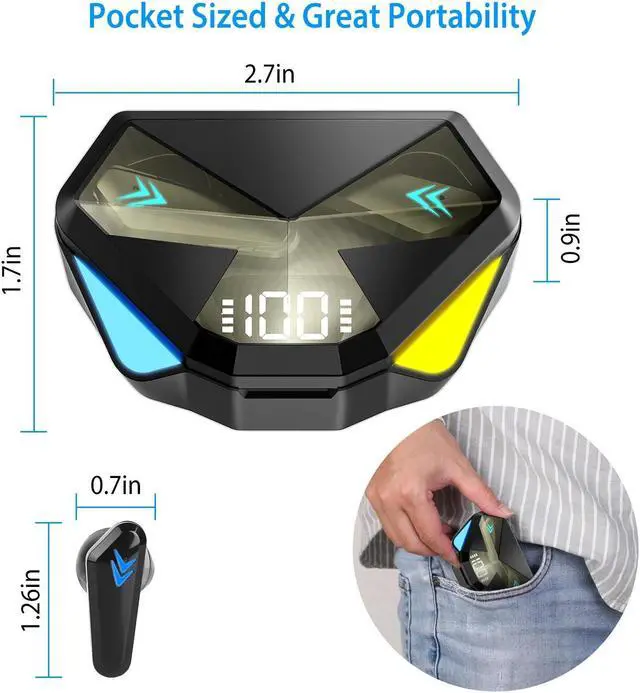 Alt view image 3 of 7 - Glorine Wireless Earbuds TWS 5.0 Earbuds Headphone In Ear Earphone Headset With Charging Case Waterproof Low Latency Game Mode Quick Charging Case For iPhone And Android