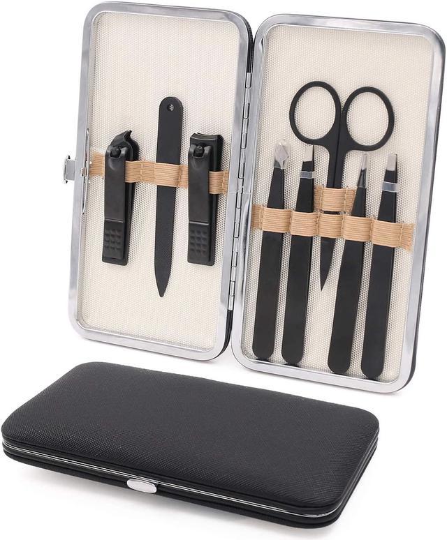 Tweezers Set, Manicure Kit,8 Pcs Precision Stainless Steel Tweezers and Nail  Clipper Set for Men Women,Tweezers and Fingernail Clippers with Case Nails  
