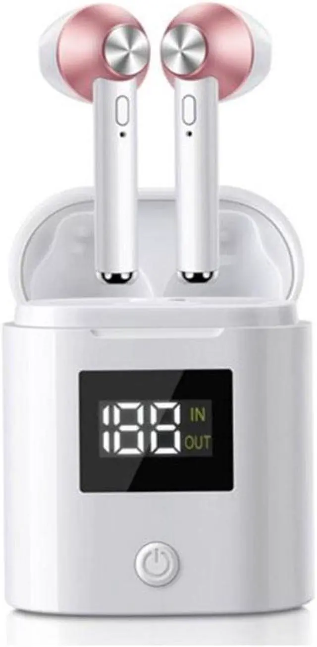 Alt view image 5 of 5 - Bluetooth 5.0 Wireless Earbuds with Power Display Charging Case - Rose Gold