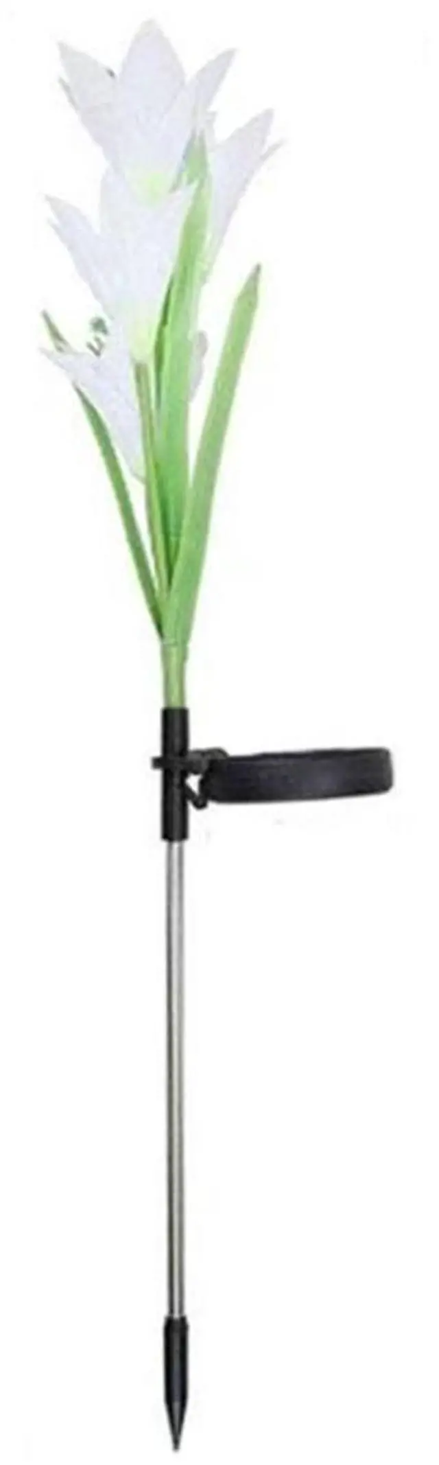 Main image of Solar Lily Flower Garden Lights - White - Pack of 1 each Stem comes with 4 Lights