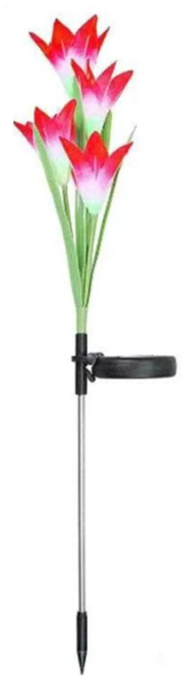 Main image of Solar Lily Flower Garden Lights - Red - Pack of 1 each Stem comes with 4 Lights