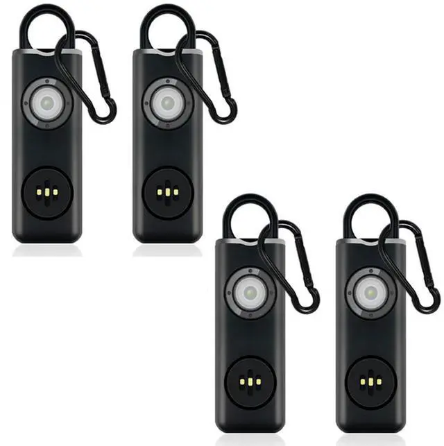 Main image of Personal Safety Alarm Rechargeable with Flashlight - 4pack - Black
