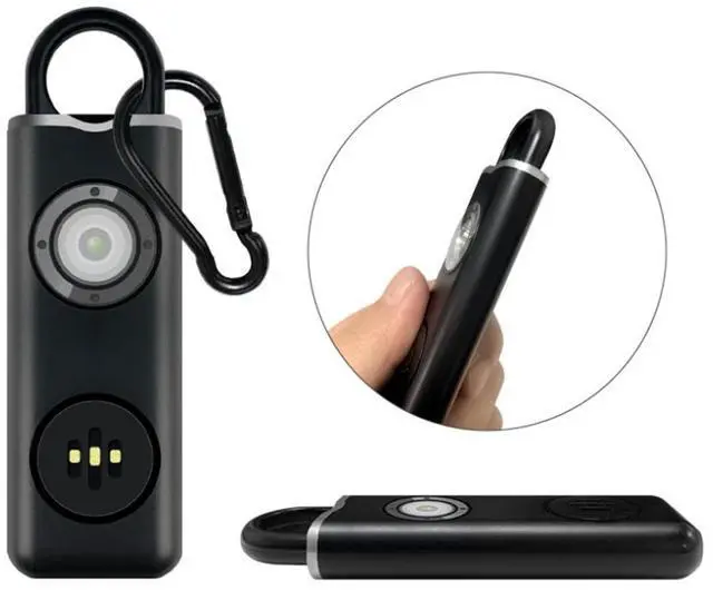 Alt view image 2 of 3 - Personal Safety Alarm Rechargeable with Flashlight - 4pack - Black