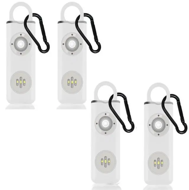 Main image of Personal Safety Alarm Rechargeable with Flashlight - 4pack - White