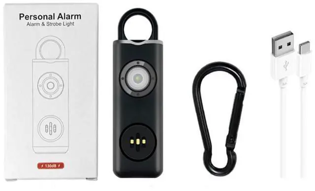 Alt view image 3 of 3 - Personal Safety Alarm Rechargeable with Flashlight - 4pack - Black