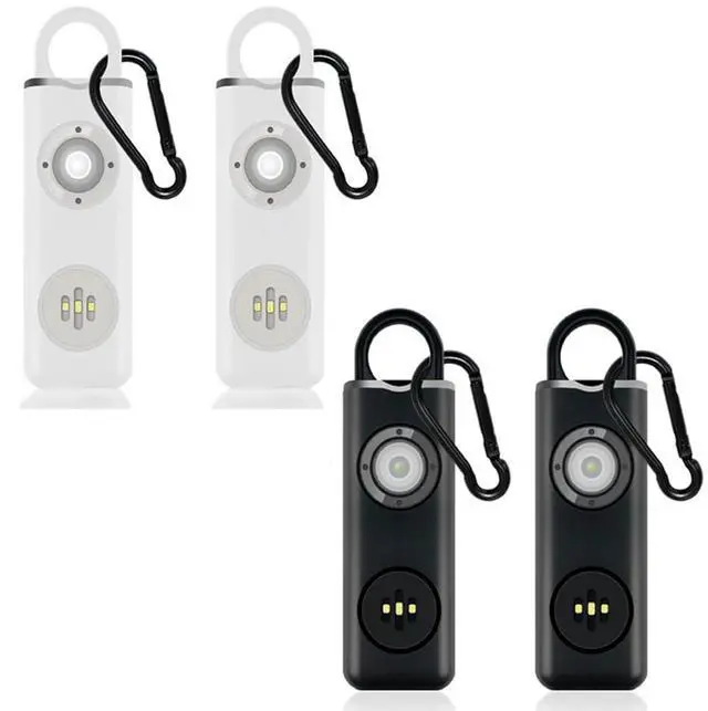 Main image of Personal Safety Alarm Rechargeable with Flashlight - 4pack - 2x Black, 2x White