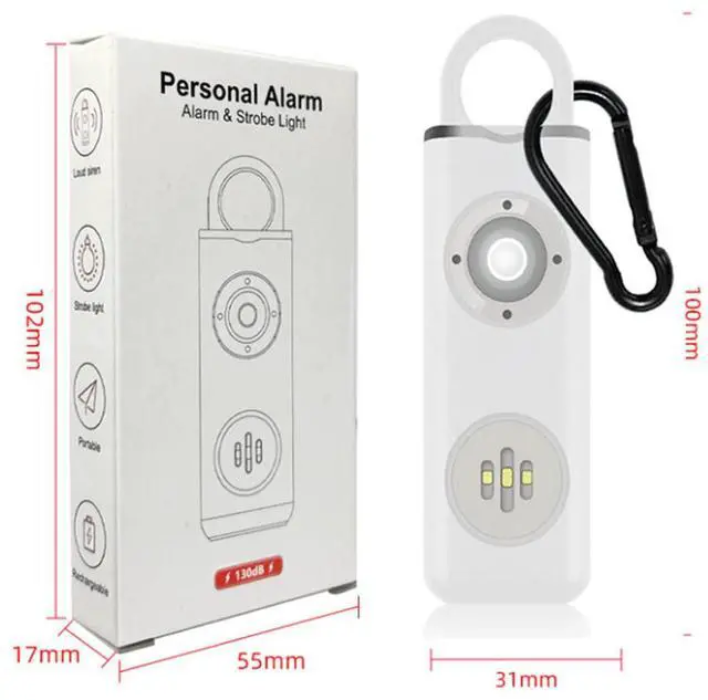 Alt view image 4 of 6 - Personal Safety Alarm Rechargeable with Flashlight - 8pack - 4x Black, 4x White