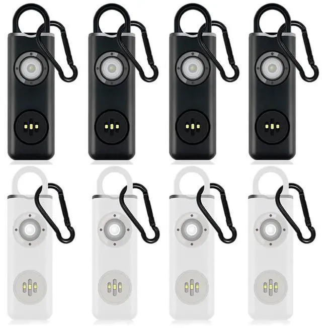 Main image of Personal Safety Alarm Rechargeable with Flashlight - 8pack - 4x Black, 4x White