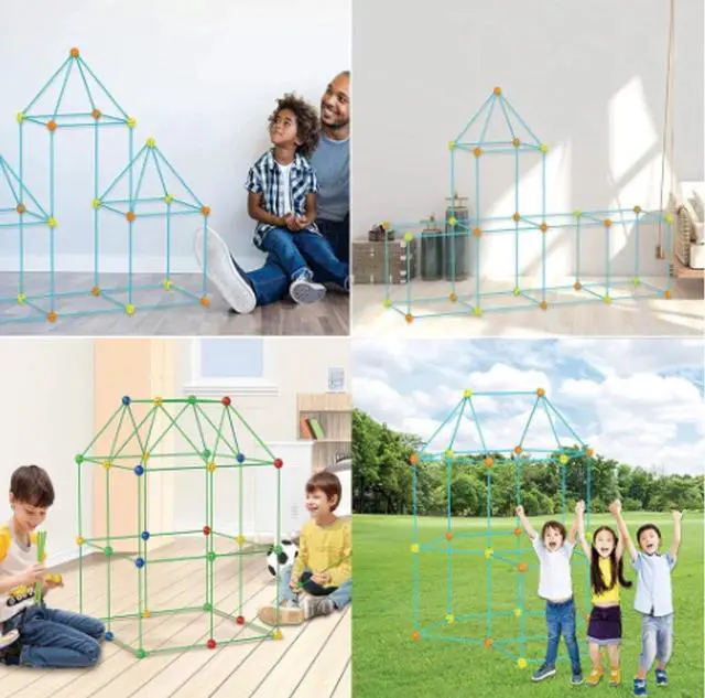 Alt view image 2 of 7 - 155-Piece Fort Building Kit for Kids  STEM DIY Construction Set for Indoor & Outdoor Fun
