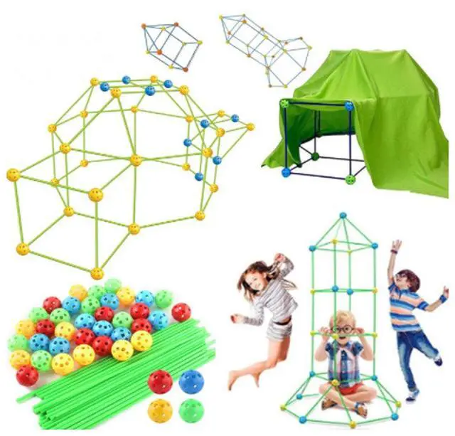 Alt view image 3 of 7 - 155-Piece Fort Building Kit for Kids  STEM DIY Construction Set for Indoor & Outdoor Fun