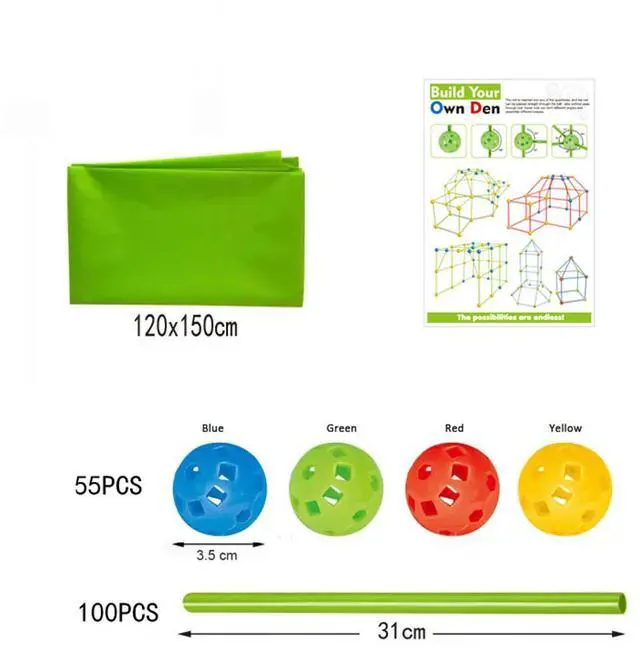 Alt view image 6 of 7 - 155-Piece Fort Building Kit for Kids  STEM DIY Construction Set for Indoor & Outdoor Fun