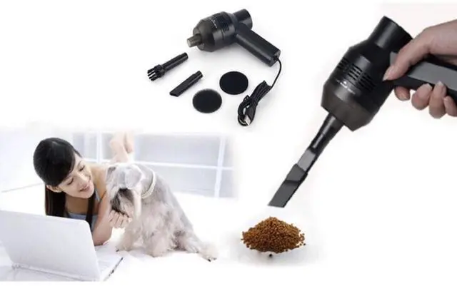 Main image of Portable Keyboard Vacuum-Cleaner Tool - Black - Powerful Suction Cleaning Dust Hairs Crumbs Scraps for Laptop Keyboard