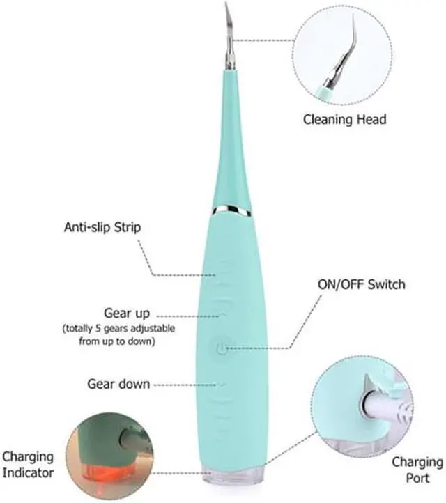 Alt view image 5 of 7 - Electric Sonic Dental Calculus Plaque Remover Tool Kit - Blue - Keep Your Teeth And Gums in Great Shape and Achieve Best Oral Health Care Using This Electric Dental Calculus Remover