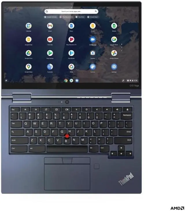 Alt view image 15 of 18 - Lenovo ThinkPad C13 Yoga Gen 1 20UX001PUS 13.3" Touchscreen 2 in 1 Chromebook - Full HD - 1920 x 1080 - AMD 3150C Dual-core (2 Core) 2.40 GHz - 4 GB RAM - 32 GB Flash Memory - Abyss Blue - Chrome