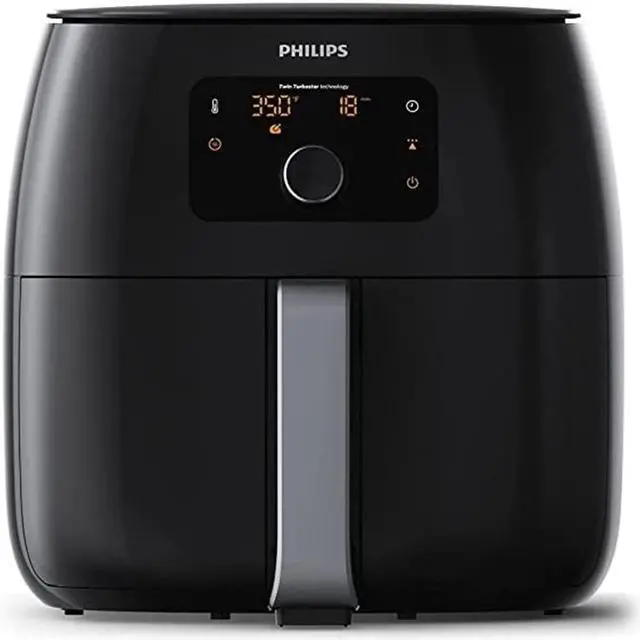 Alt view image 14 of 16 - Philips Avance Collection XXL Digital Twin TurboStar Airfryer Black/Silver - HD9650/96
