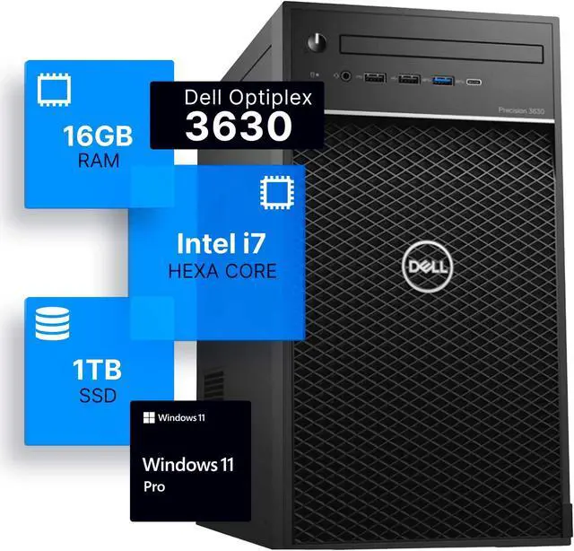 Alt view image 7 of 12 - Dell Precision 3630 Tower Desktop Computer | Intel i7-8700 (3.4) | 16GB DDR4 RAM | 1TB SSD | Windows 11 Professional | Home or Office PC