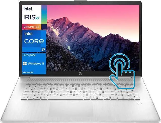 Main image of HP high-performance 17.3" HD+ Touchscreen Laptop,Intel Core i7-1355U,intel Iris Xe Graphics,Wi-Fi 5 and Bluetooth 5, Windows 11 Enterprise (32 GB RAM,1 TB SSD) Silver