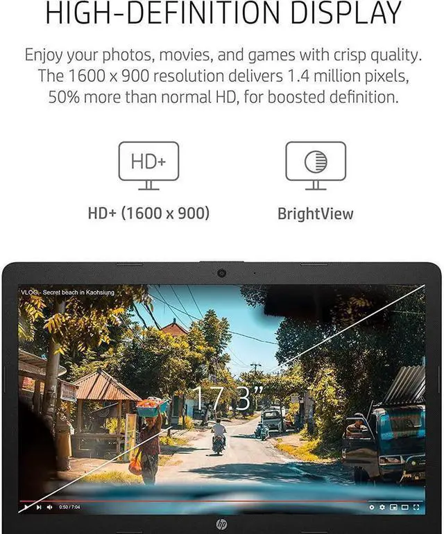 Alt view image 2 of 5 - HP 17.3" HD+(1600 x 900) Touch Laptop, AMD Ryzen 5 7530U(Beats i7-1165G7) Processor, 16GB RAM, 512GB SSD, Wi-Fi 6 and Bluetooth 5.3, Backlit Keyboard, Windows 11 Pro, Sliver