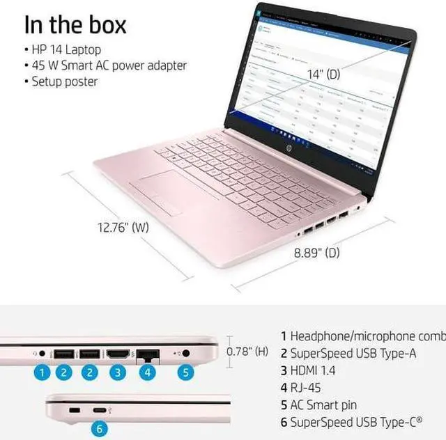 Alt view image 2 of 4 - HP Stream 14" HD Laptop, Intel Celeron N4120 Processor, 4GB RAM,64GB eMMC,Windows 11 S Mode,Pink