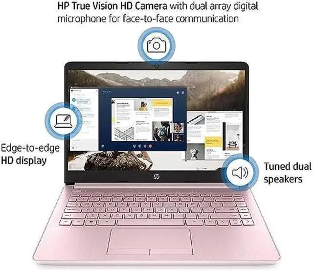 Alt view image 3 of 4 - HP Stream 14" HD Laptop, Intel Celeron N4120 Processor, 4GB RAM,64GB eMMC,Windows 11 S Mode,Pink