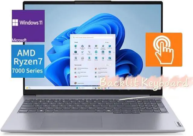 Main image of Lenovo ThinkBook 16 Gen7 Laptop,16" WUXGA (1920 x 1200) Display,AMD Ryzen 7 7735HS,Fingerprint Reader,40 GB DDR5 RAM,2 TB SSD,Win 11 Pro,Grey