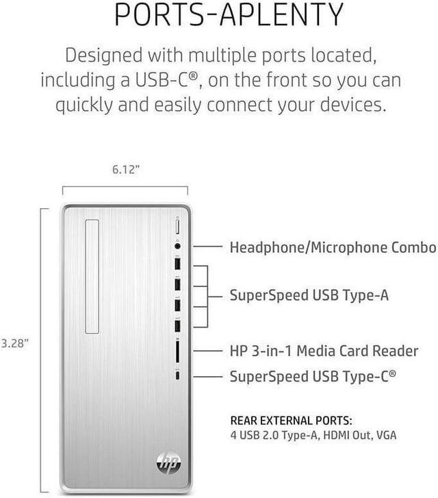 Alt view image 4 of 4 - HP Pavilion TP01 Desktop PC,AMD Ryzen 7 5700G(Beats i9-10900),12 GB RAM,256 GB SSD+ 1 TB HDD,AMD Radeon Graphics,WiFi 5 and Bluetooth 4.2,Win 11 Pro
