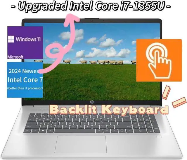 Main image of HP 2024 Newest i7 17.3 HD+ Touch Laptop,Intel Core 7 150U(better than i7 processor),Wi-Fi 6 and Bluetooth 5.3,64 GB RAM,1 TB SSD,Win 11 Home,Silver