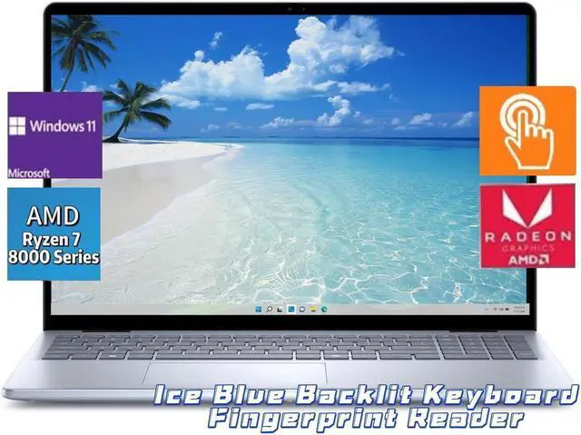 Main image of Dell Inspiron newest Laptop,16" FHD+ Touchscreen,AMD Ryzen 7 8840U,Backlit KB,Fingerprint Reader,64 GB DDR5 RAM,2 TB PCIe SSD,Win 11 Pro