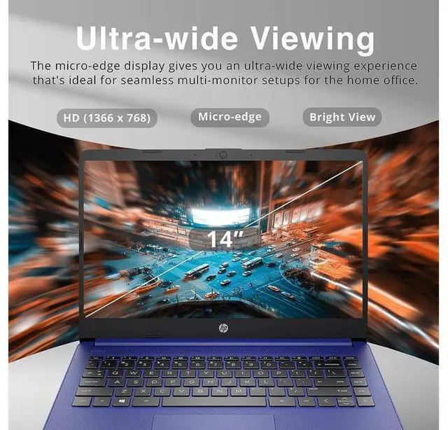 Alt view image 3 of 7 - HP 14 Series 14" Laptop - Intel Celeron N4020 - 8GB RAM - 128GB eMMC - Windows 11 in S mode - Indigo Blue