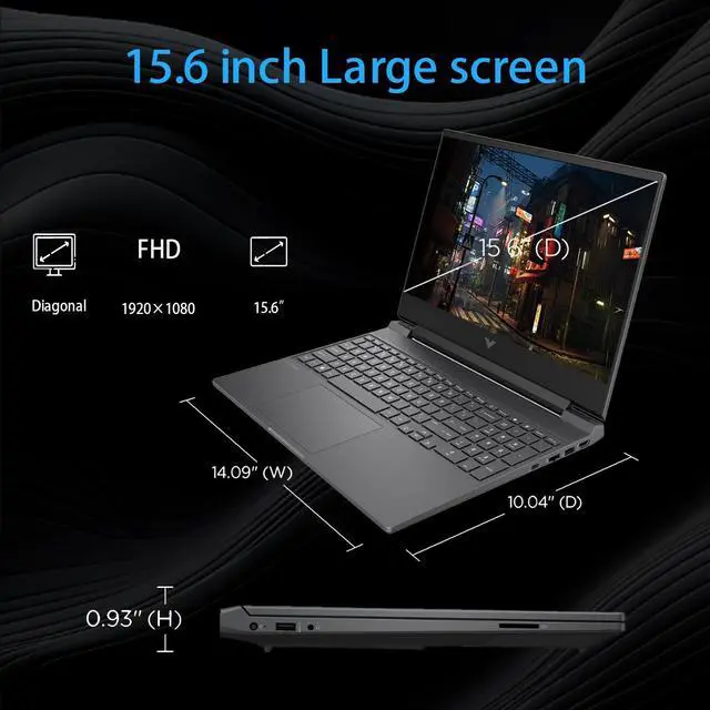 Alt view image 5 of 6 - HP Victus 15.6 FHD Gaming Laptop - AMD Ryzen 5 7535HS Processor - Radeon RX 6550M Graphics - 32 GB DDR5 RAM,512 GB SSD - Win 11 Pro - Black