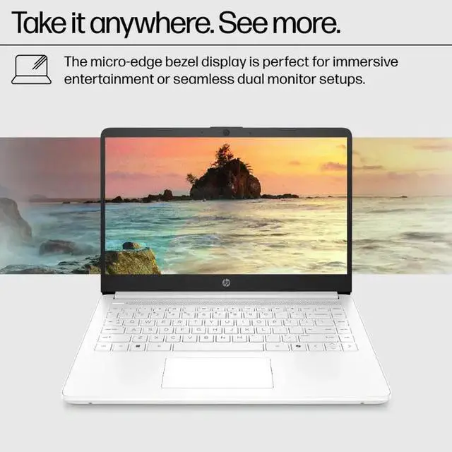 Alt view image 2 of 4 - HP 14" Laptop - Intel Celeron N4500 - 4GB RAM,64GB eMMC - Win 11 Home - White