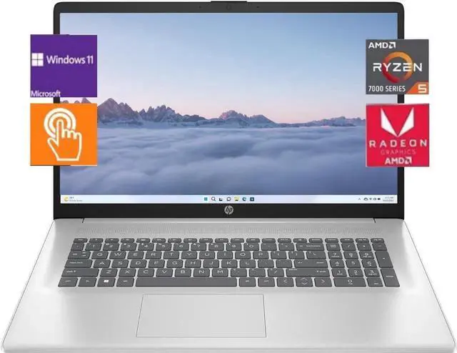 Main image of HP 17.3 HD+ Touch Laptop - AMD Ryzen 5 7430U - AMD Radeon Graphics - 32 GB RAM,512 GB PCIe SSD - Windows 11 Home