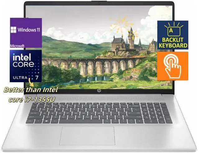 Main image of HP 17.3" HD+ Touchscreen Business Laptop,Intel Core Ultra 7 255U(Beats i7-1355U),64 GB RAM,4 TB PCIe SSD,Win 11 Pro