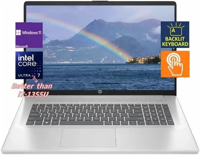 Main image of HP 17.3" HD+ Touch Business Laptop - Intel Core Ultra 7 255U((up to 5.2 GHz) - Backlit Keyboard - 64 GB RAM,2 TB PCIe SSD - Win 11 Pro