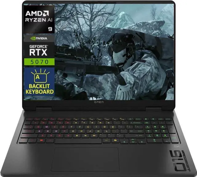 Main image of HP OMEN 16" 240Hz Gaming Laptop - AMD Ryzen 9 8940HX - NVIDIA GeForce RTX 5070 - Backlit KB - 32 GB DDR5 RAM,2 TB PCIe SSD - Win 11 Home