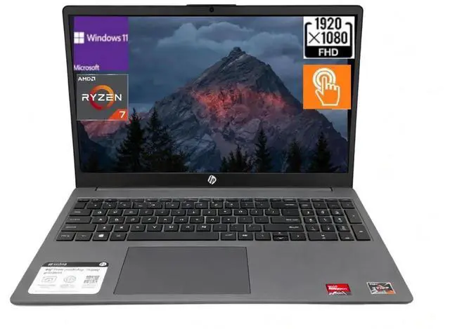 Main image of HP 15-fc0204nr Business Laptop,15.6" FHD Touchscreen,AMD Ryzen 7 5825U,Wi-Fi 6 and Bluetooth 5.4,32 GB RAM,512 PCIe GB SSD,Win 11 Pro