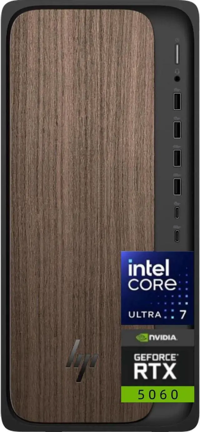 Main image of HP OmniDesk AI Desktop PC,Intel Core Ultra 7 265,NVIDIA GeForce RTX 5060 Graphics,400 W Power Supply,64 GB RAM,1 TB PCIe SSD,Windows 11 Home,Dark Wood