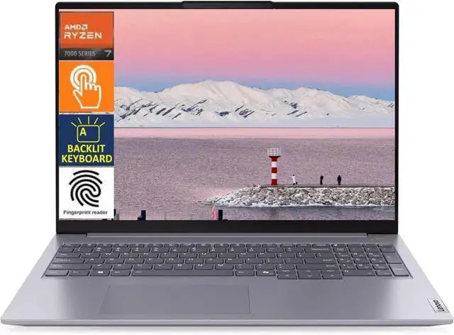 Main image of Lenovo ThinkBook 16" WUXGA Touch Business Laptop,AMD Ryzen 7 7735HS,Backlit KB,Fingerprint Reader,32 GB RAM,1 TB PCIe SSD,Win 11 Pro