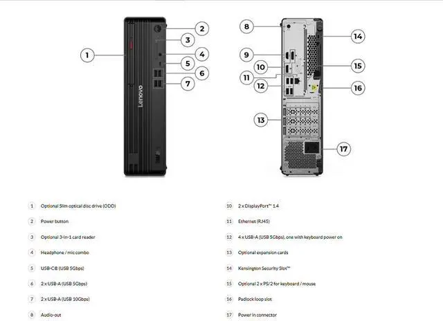 Alt view image 4 of 4 - Lenovo ThinkCentre M70s Gen 6 Small Form Desktop,Intel Core Ultra 7 265 vPro Processor,AI Assistant,32 GB DDR5 RAM,1 TB PCIe SSD,Windows 11 Pro
