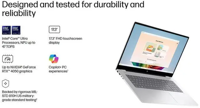 Alt view image 3 of 6 - HP OmniBook X 17-dd0057nr 17.3 FHD touch Next Gen AI Laptop -Intel Core Ultra 7 256V Processor - NVIDIA GeForce RTX 4050 Graphics - 16GB DDR5 RAM,1 TB SSD - Win 11 Pro