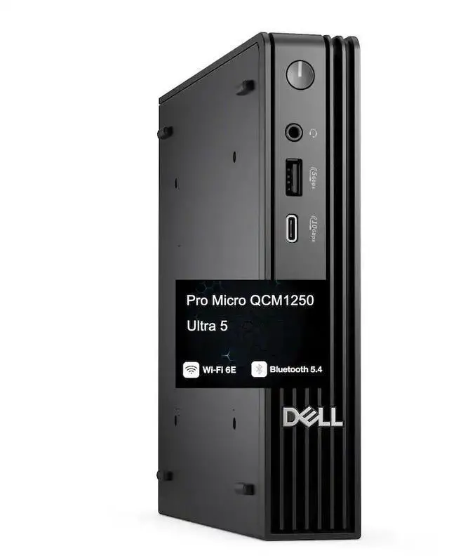 Main image of Dell Pro Micro QCM1250 Business Desktop,Intel Core Ultra 5 235T Processor,Wi-Fi 6E,HDMI,DisplayPort,8 GB DDR5 RAM,512 GB SSD,Win 11 Pro
