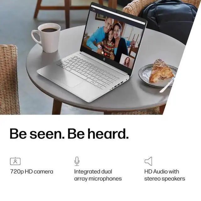 Alt view image 4 of 5 - HP 14 Laptop,14" HD Display,Intel Quad-Core N150 Processor,Wi-Fi,Webcam,4GB RAM,128 GB UFS,Win 11 Home